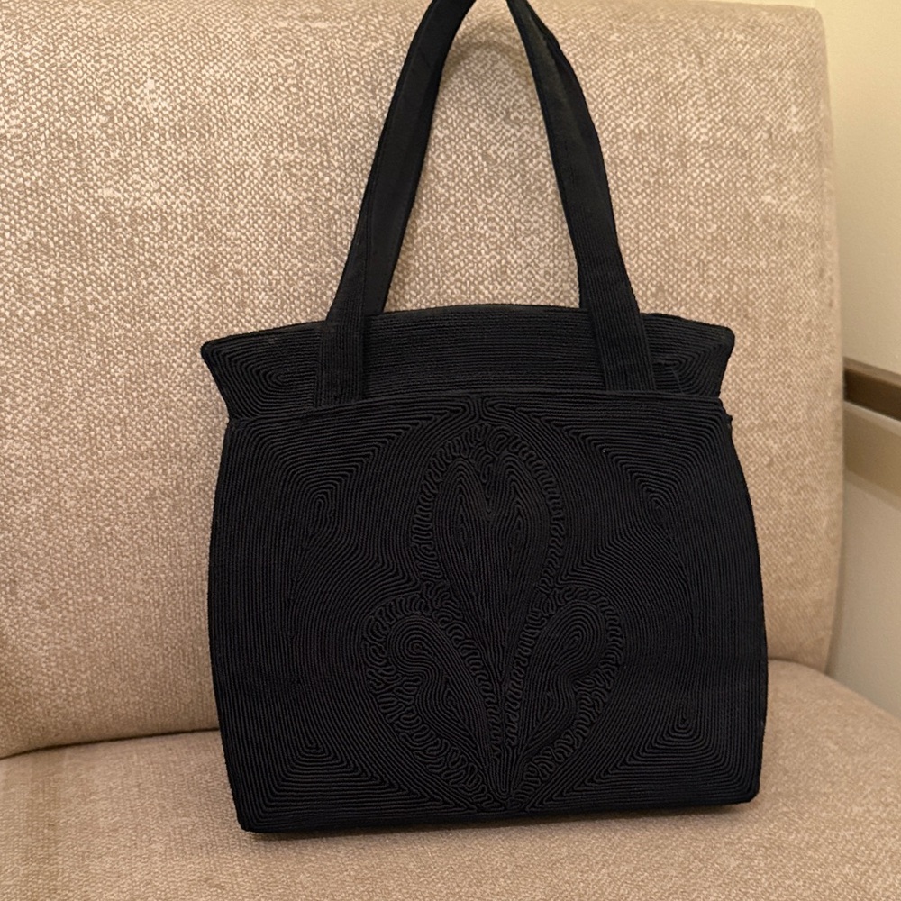 Elegant Black Tote Bag with Matching Wallet